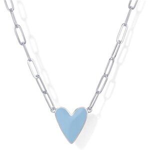 14K Gold Plated Heart Enamel Pendant Necklace for Women | Love Paperclip